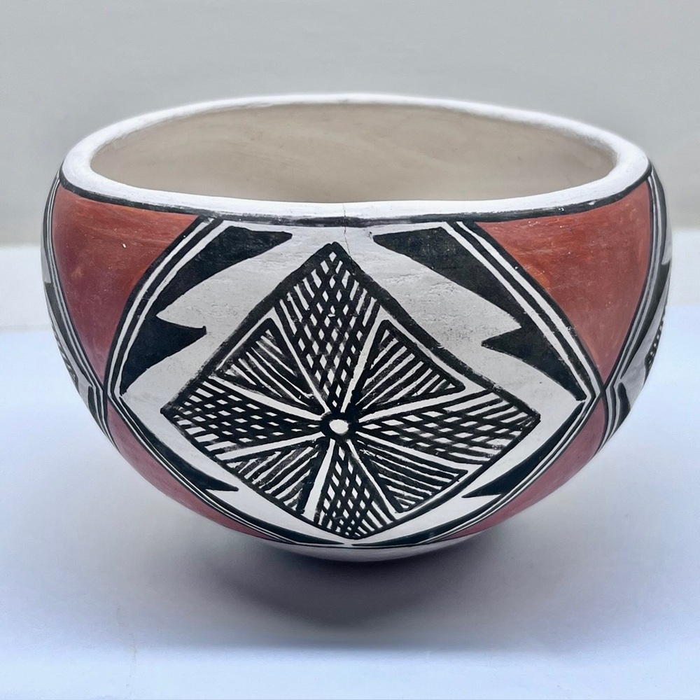 🖤 Acoma Pueblo bowl SW NM native indigenous clay pottery signed vintage artisan